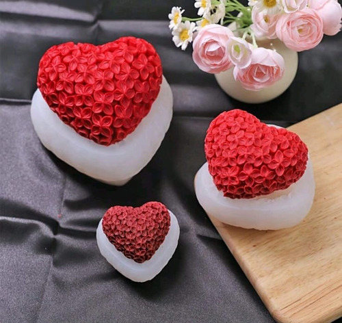 Molde De Silicón Para Vela Diseño De Rosa N Forma De Corazón