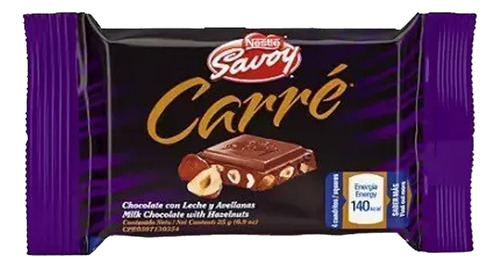 Chocolate Con Leche Y Avellanas Carré 25gr Savoy 4 Unds