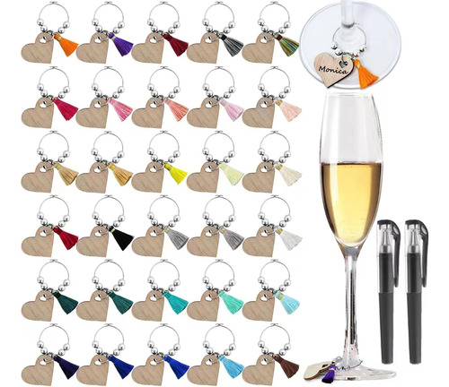 30pcs Wine Charms For Stem Glasses,wine Glass Charms,heart S