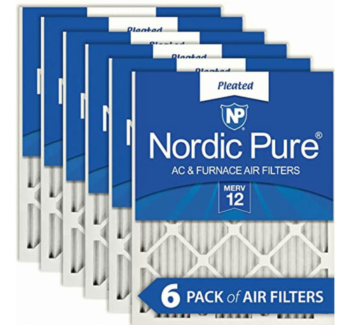 Nordic Pure 16x25x1 Merv 12 Pleated Ac Furnace Air Filter,