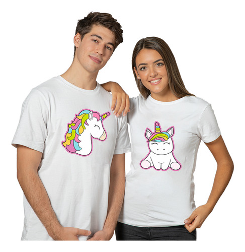 Playera Pareja Duo Diseño De Pareja Unicornio