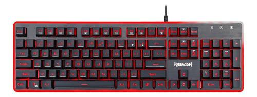 Teclado gamer Redragon Dyaus K509 QWERTY inglés US color negro con luz RGB