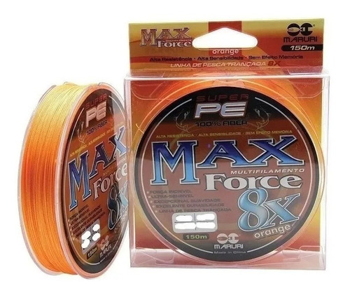 Linha Multifilamento Maruri 8x Max Force 17lb 0,14mm Orange Cor Laranja