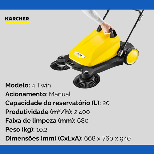 Varredeira Manual Dupla Escova S4 Twin - Karcher