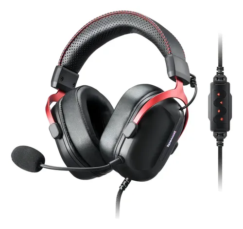 Fones de ouvido Redragon Cybill H312 pretos Usb, Rgb, 7.1 para jogadores