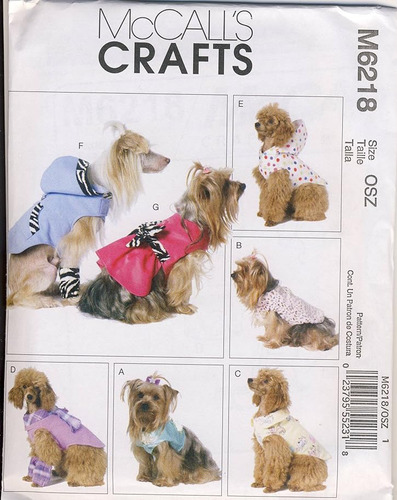 Mccall S Patterns M6218 Vestimenta Para Mascotas Todas Las T