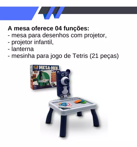 Mesa Mix 4 em 1 Projetor Infantil Estimulo e Aprendizado das