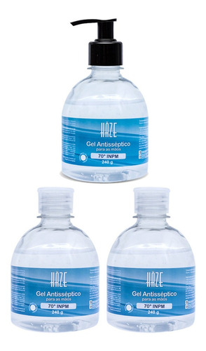 Álcool Gel Antisséptico 70 Haze 240g Frasco + Refil 240g 2un