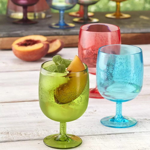 Juego De 8 Vasos Copas De Acrílico De Colores Apilables