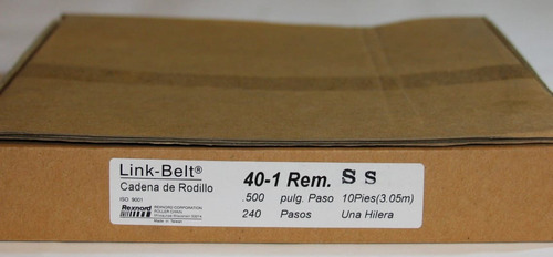 Cadena De Rodillos 40-1 Acero Inoxidable Marca Link Belt 