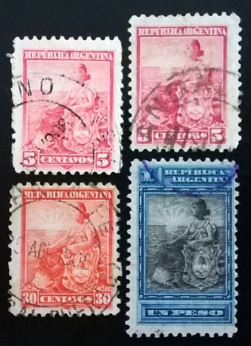 Argentina, Lote 4 Sellos Libertad 1899 Matasellos L12170