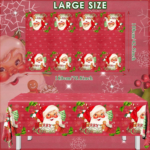Mantel Navideno De Plastico, 3 Piezas, Arbol De Papa Noel...