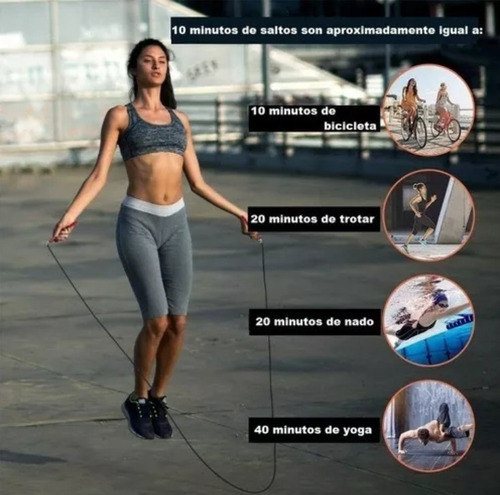 Cuerda Para Saltar Ajustable Ejercicio Brincar Color Negro Rosa Pálido