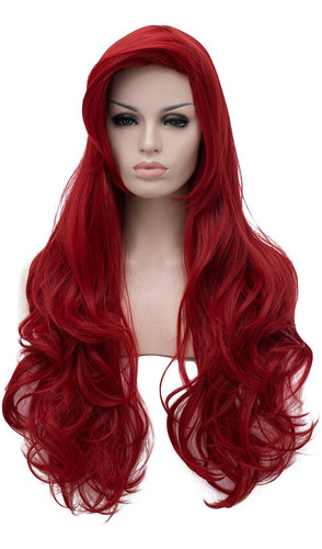 Peluca De Sirenita Jessica Rabbit, Pelo Ondulado, Rojo Vino