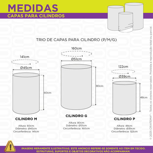 Trio Capas De Cilindro Sublimado Liso Azul Claro Veste Fácil Em Tecido