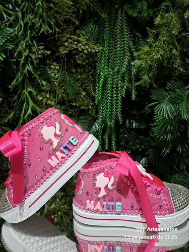 Tênis Infantil Barbie Personalizado Com Perolas E Cristais