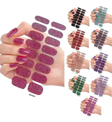 8 Hojas De Pegatinas De Gel Para Uñas, Tiras De Esmalte De U