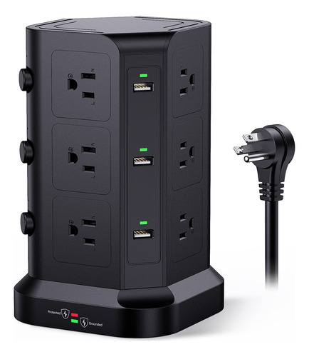 Torre Multicontacto Con 12 Tomas Y 6 Usb Enchufe Multiple Ne