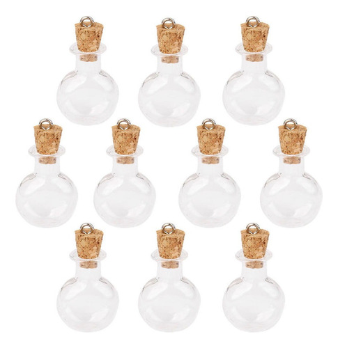 10pcs Mini Botellas Colgantes Cuadrada Vidrio Tapón De A