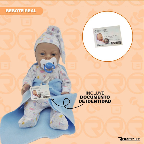 Imagen 2 de 4 de Bebote Reborn Bebe Real + Chupete Osito Y Mantita Promocion!