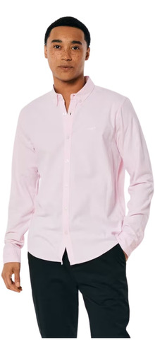 Camisa Hollister Original Oxford Elastizada De Corte Suelto