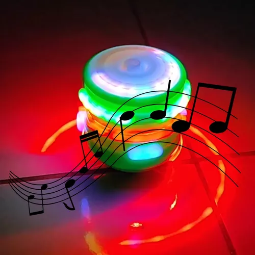 Peão de Led Giratório de Brinquedo Com Som e Laser Luzes Pião Infantil  Musical Sonoro