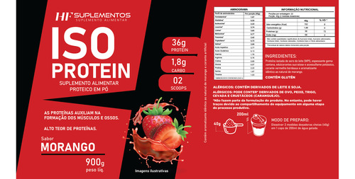 3x Whey Isolado Protein Morango 900g Hf Suplementos