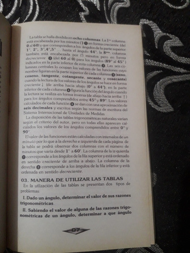 Tabla De Valores Naturales De Las Funciones Trigonometricas