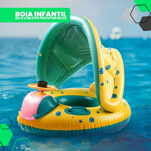 Boia Bote Carrinho Bebê Infantil Inflável Piscina Cobertura Removivel Proteção Com Volante Pop Imports