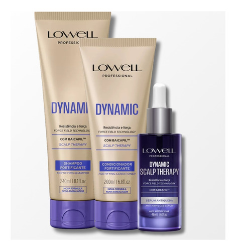 Kit Lowell Dynamic Scalp Therapy Shampoo Condicionador Sérum
