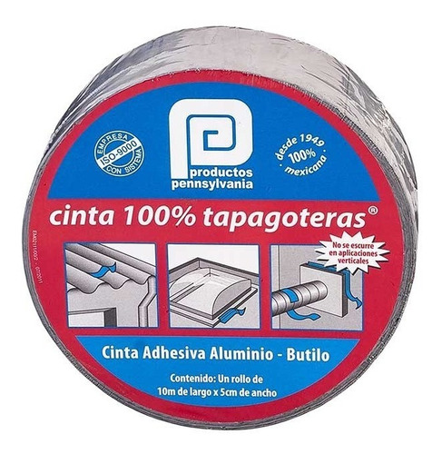 Cinta 100% Tapagoteras Pennsylvania Gris 10 Metros X 5 Cm