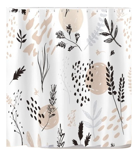 Cortina De Ducha Abstracta Con Diseño Floral Marron Botanic