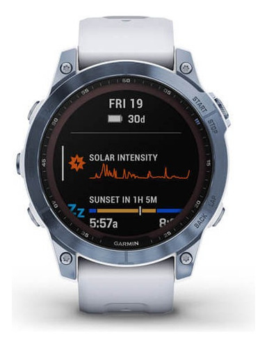 Reloj Gps Garmin Fenix 7 Zafiro Solar Titanio Dlc (47mm) Color De La Caja Azul Mineral Color Del Bisel Azul Mineral