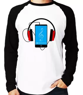 Camiseta Raglan Headphone Smartphone Longa