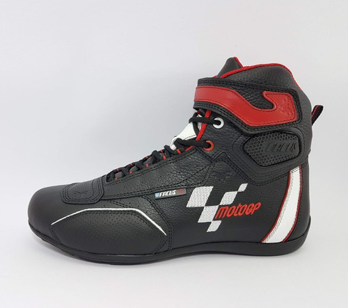 Botas Moto Ruta Facus B05 Moto Gp Cuero N/r/b