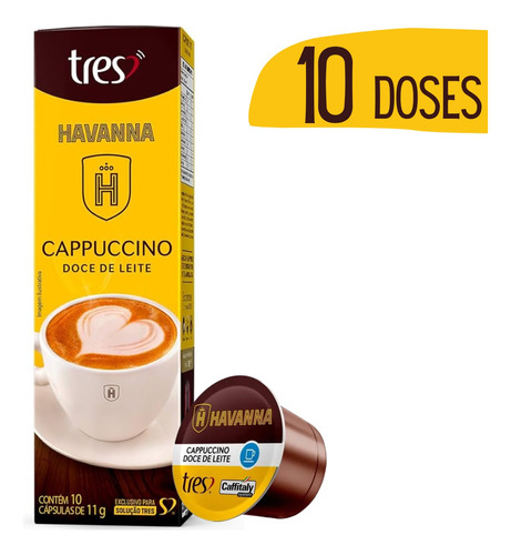 Cápsula Cappuccino Havanna Doce Leite Tres 3 Corações 10 Un