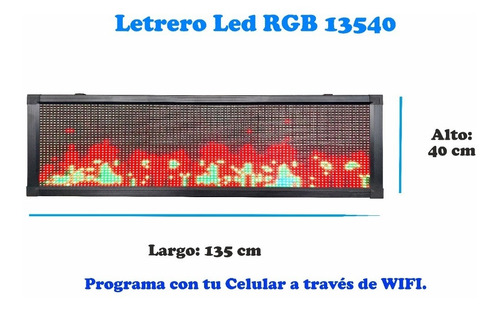 Letrero Led Programable Rgb Por Wifi 135x40cm P/publicidad
