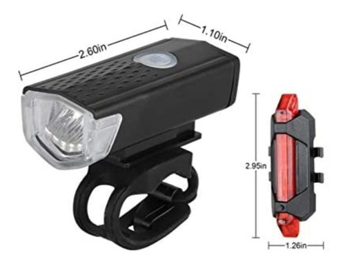 Imagen 2 de 6 de Pack De Luces Para Bicicleta Delantera Trasera Recargable