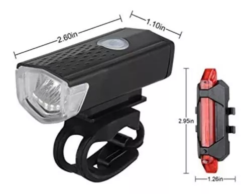 Kit de Luces LED Recargables, Frontal y Posterior para Bicicleta-AQY-0108A