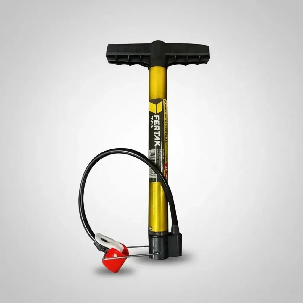 Bomba de Ar Manual Fertak 1601 Pneu Bicicleta Carro Moto 45 PSI Amarelo