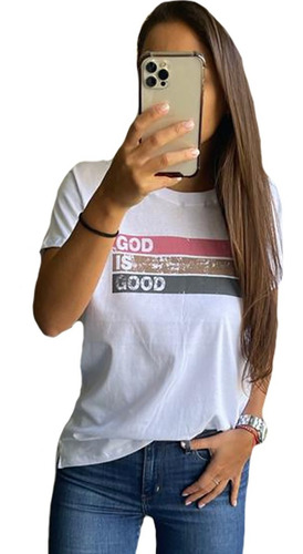 Remera Estampada Lisa Manga Corta Mujer A88