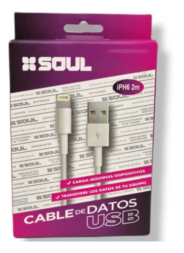 Cable Compatible Con iPhone - 2 Metros Soul - Apto Carga Rapida