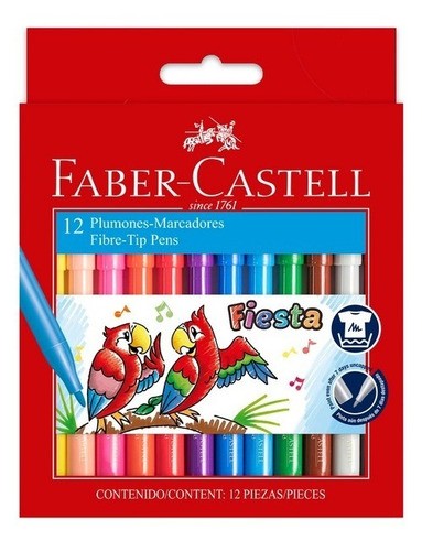 Plumón Marcador Fiesta 12 Colores Faber Castell