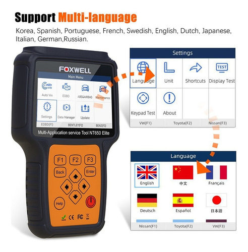 Foxwell Nt650 Elite Obd2 Escáner Tpms Dpf Airbag Reset .