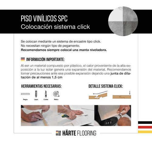 Imagen 9 de 9 de Piso Click Vinilico Spc Pvc Alto Transito 5mm X Unidad
