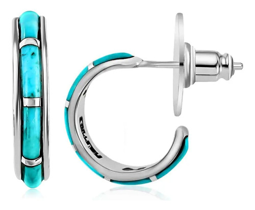 Shop Lc Santa Fe Style Blue Turquoise J-hoop Pendientes Para