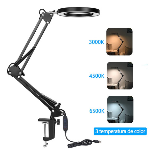 ** Lámpara Led De Escritorio Con Lupa De 8x Con Brazo