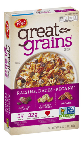 Post Great Grains - Cereal De Grano Entero Con Pasas, Datile