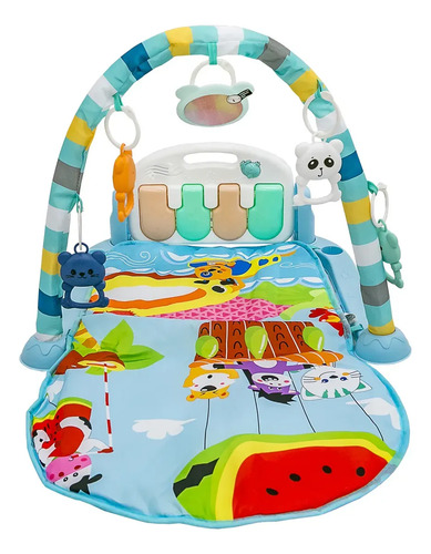 Tapete Educativo De Atividades Musical Bebê Piano Awiki Cor Azul