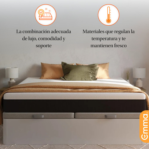 Colchón Emma Hybrid Queen Size | Memory Foam & Resortes Color Blanco/Gris